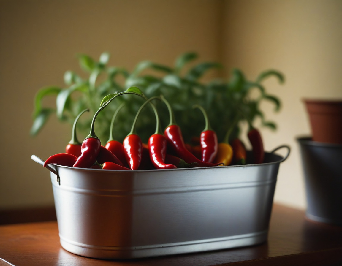 Chilis in Zinkwanne – 6 Wochen später